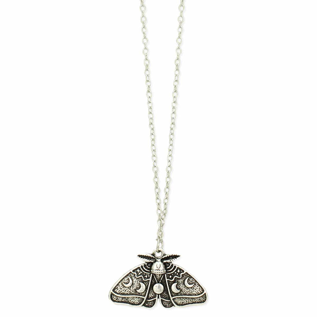 Lunar Phases Silver Luna Moth Necklace