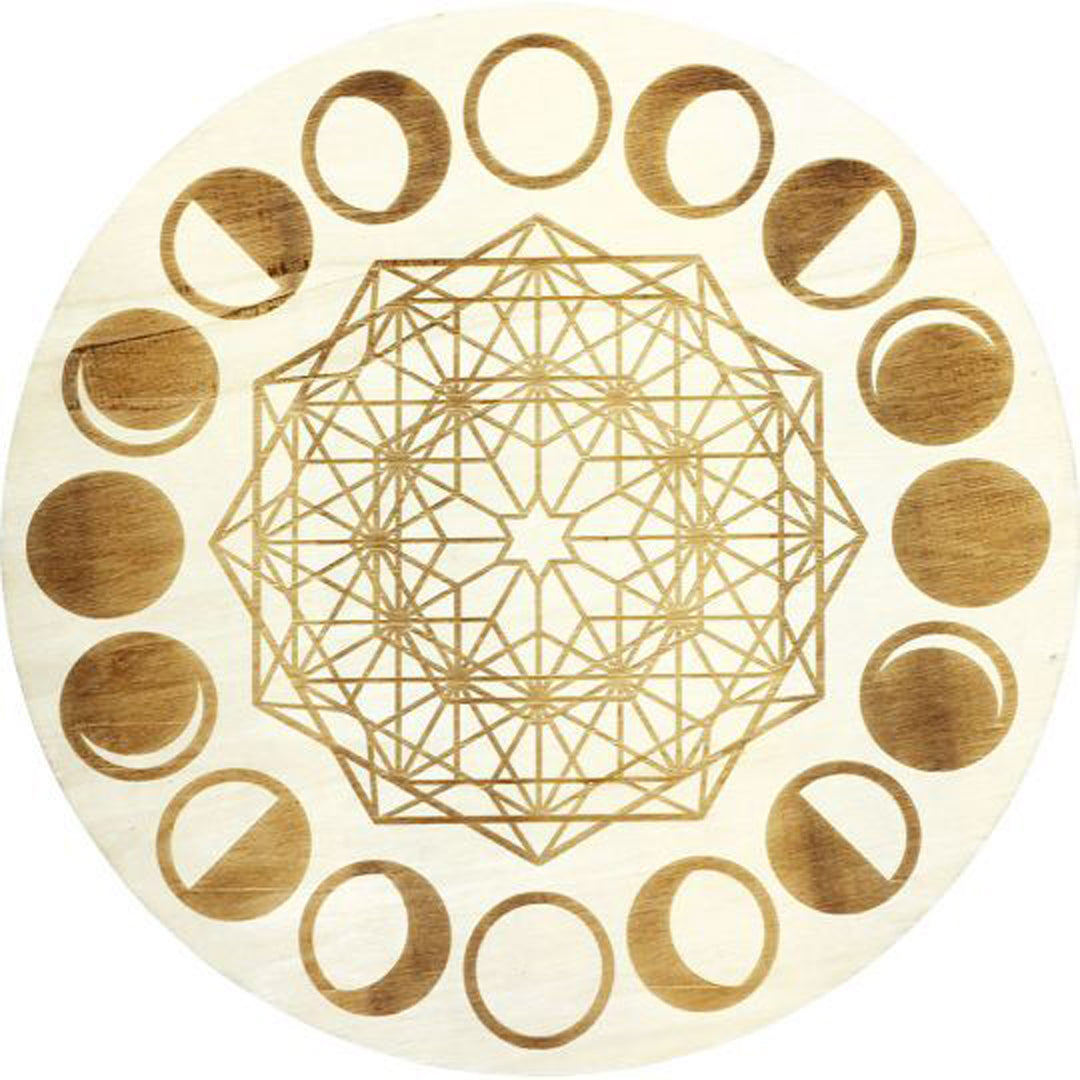 Moon Phases Wooden Crystal Grid