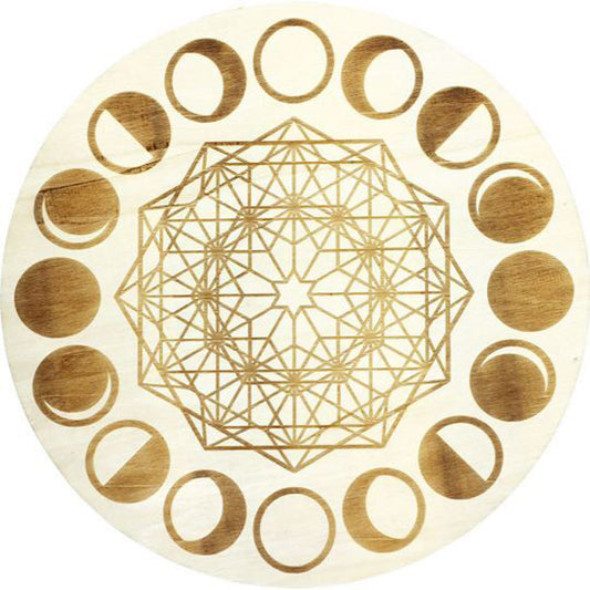 Moon Phases Wooden Crystal Grid