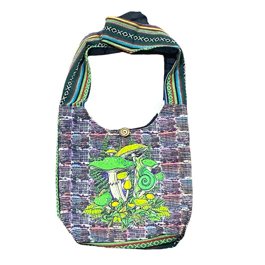 Mushroom Print Hobo Bag - Green