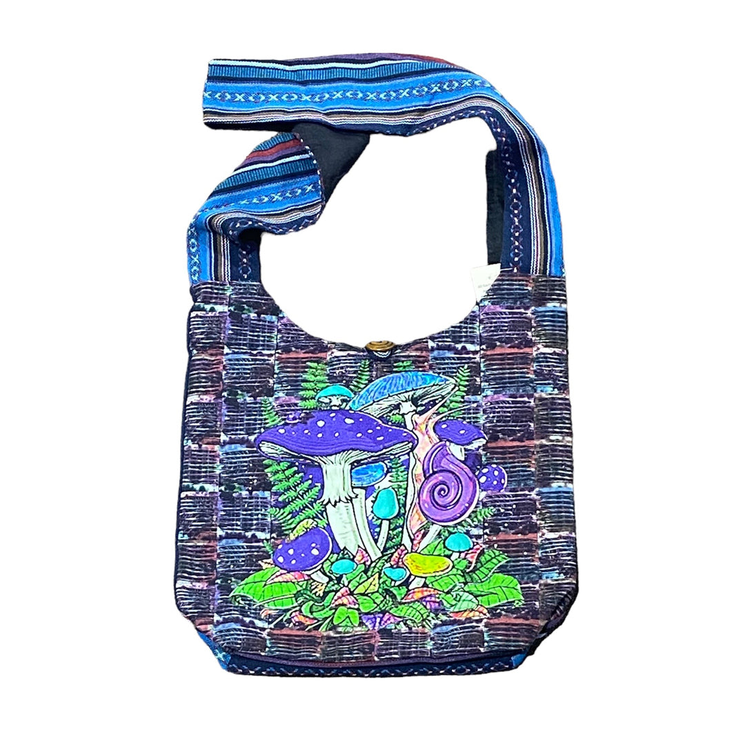 Mushroom Print Hobo Bag - Purple