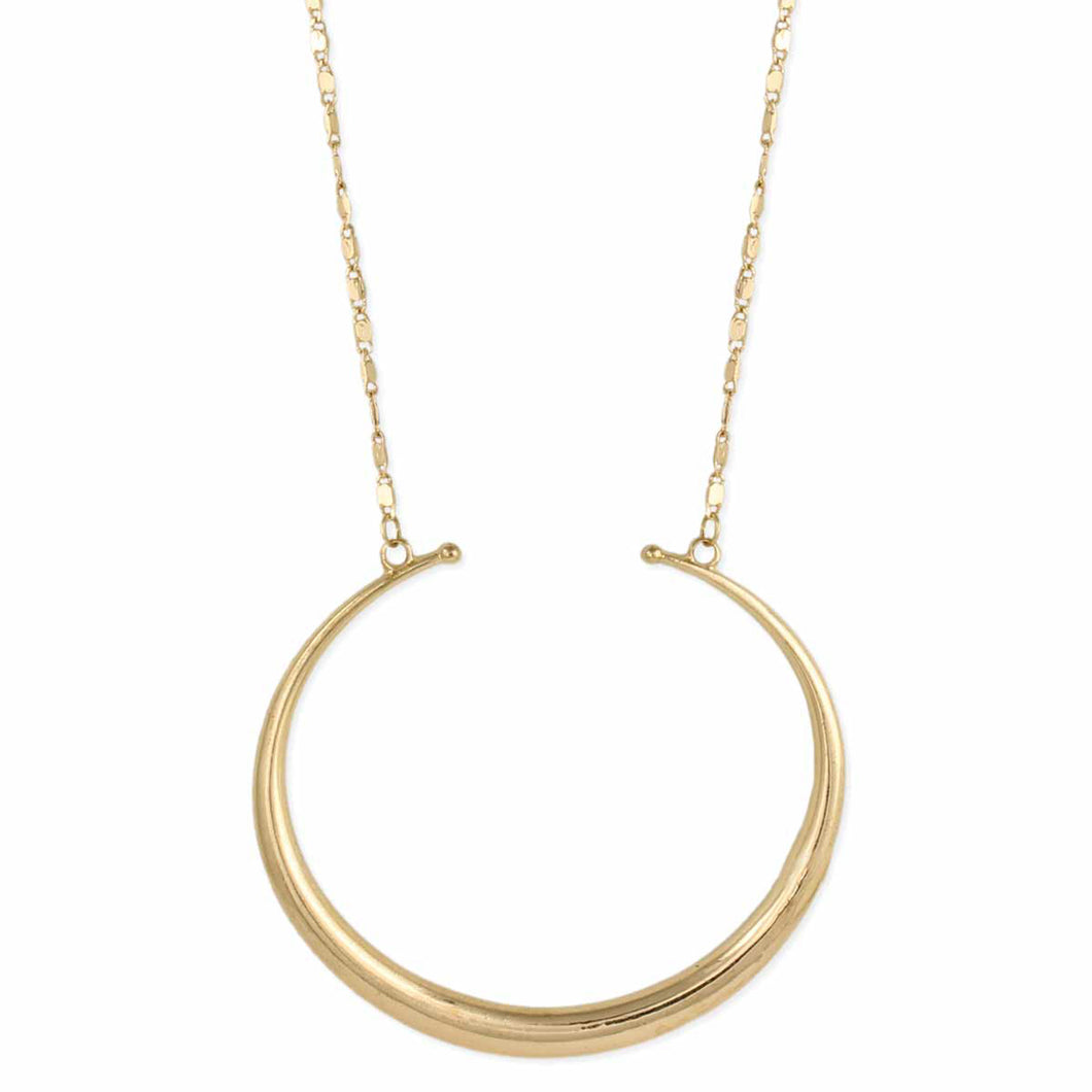 Oversized Crescent Horn Gold Necklace
