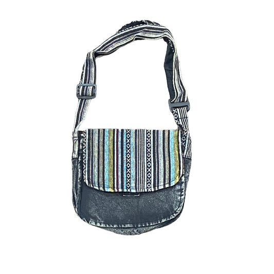 Patchwork Stripes Crossbody Bag - Black