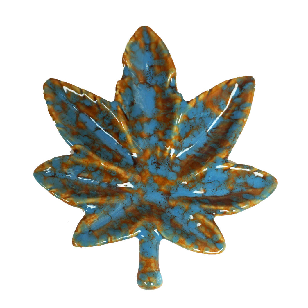Porcelain Leaf Ashtray - Blue