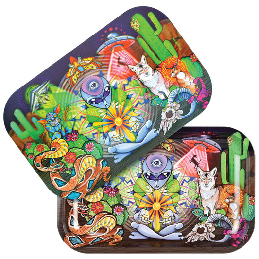 Pulsar Psychedelic Desert 3D Rolling Tray & Lid Set 11" x 7"