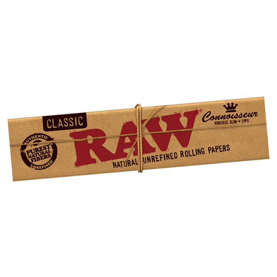 Raw Classic King Size Connoisseur Rolling Papers + Tips