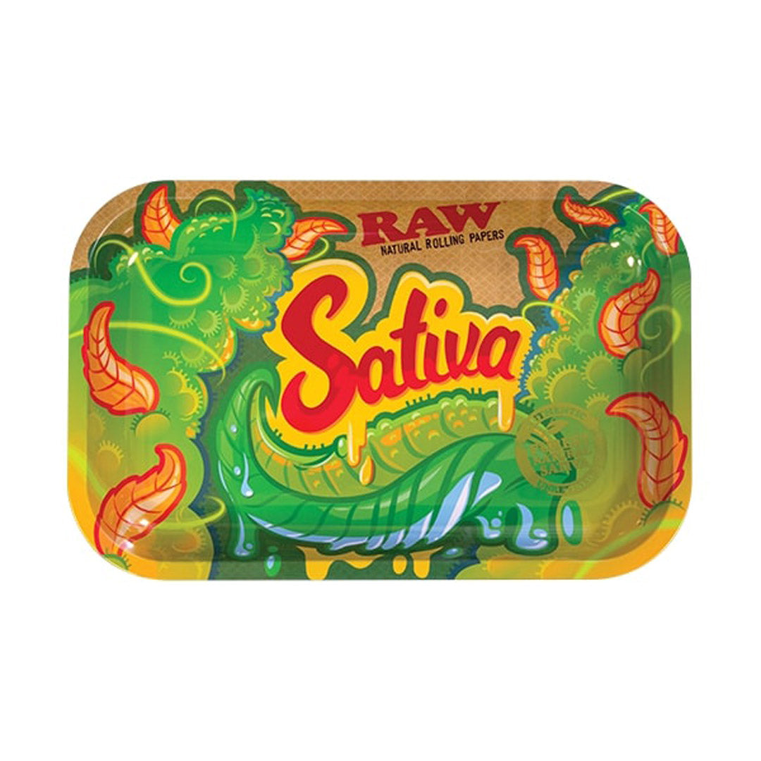 Raw Sativa Strain Rolling Tray 11" x 7"