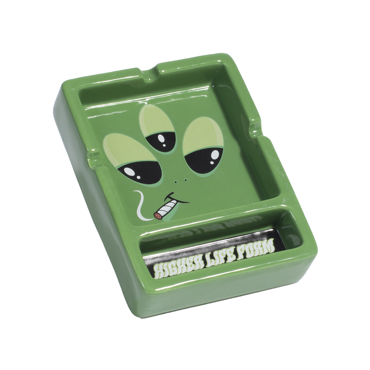 Rectangular Ceramic Ashtray With Stash Tray - Lifeform