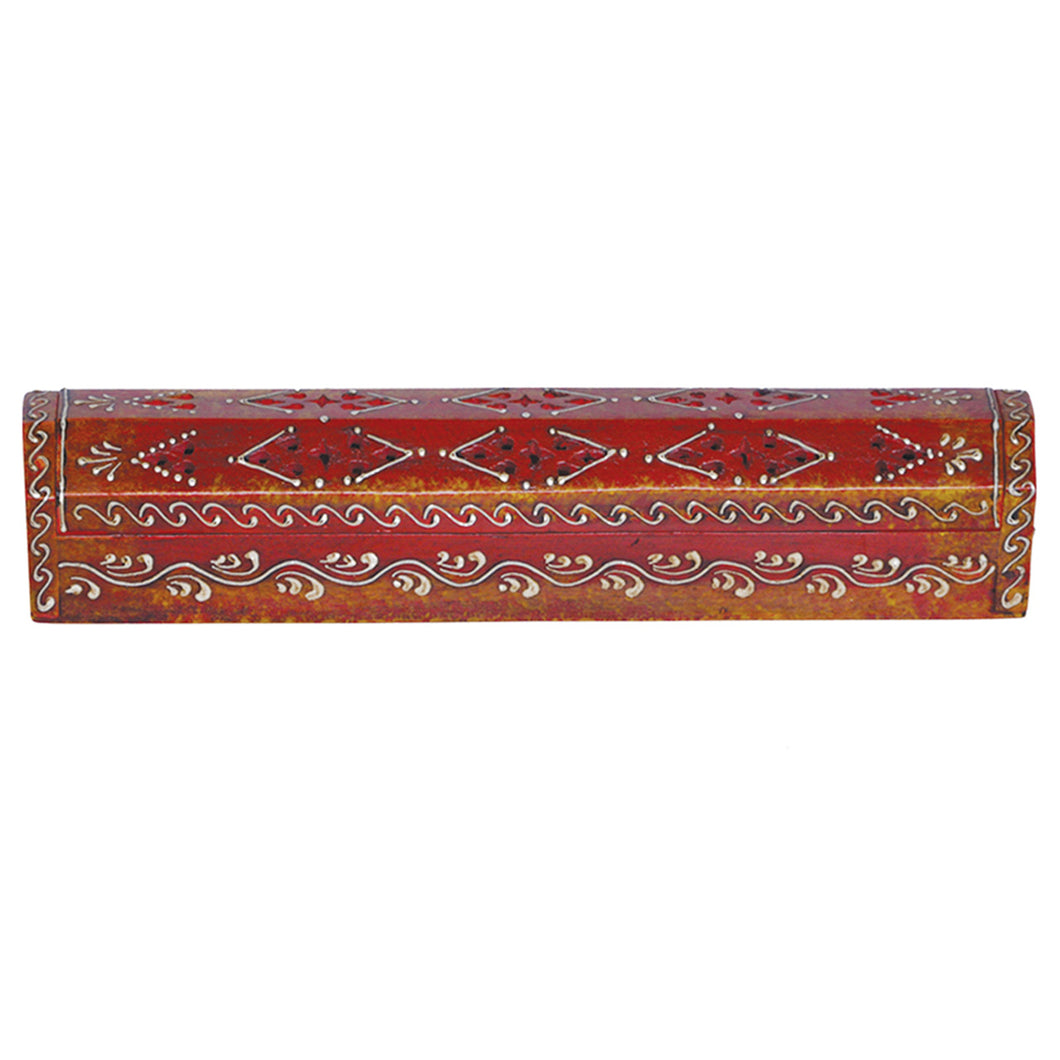 Red Hand Painted Coffin Incense Burner