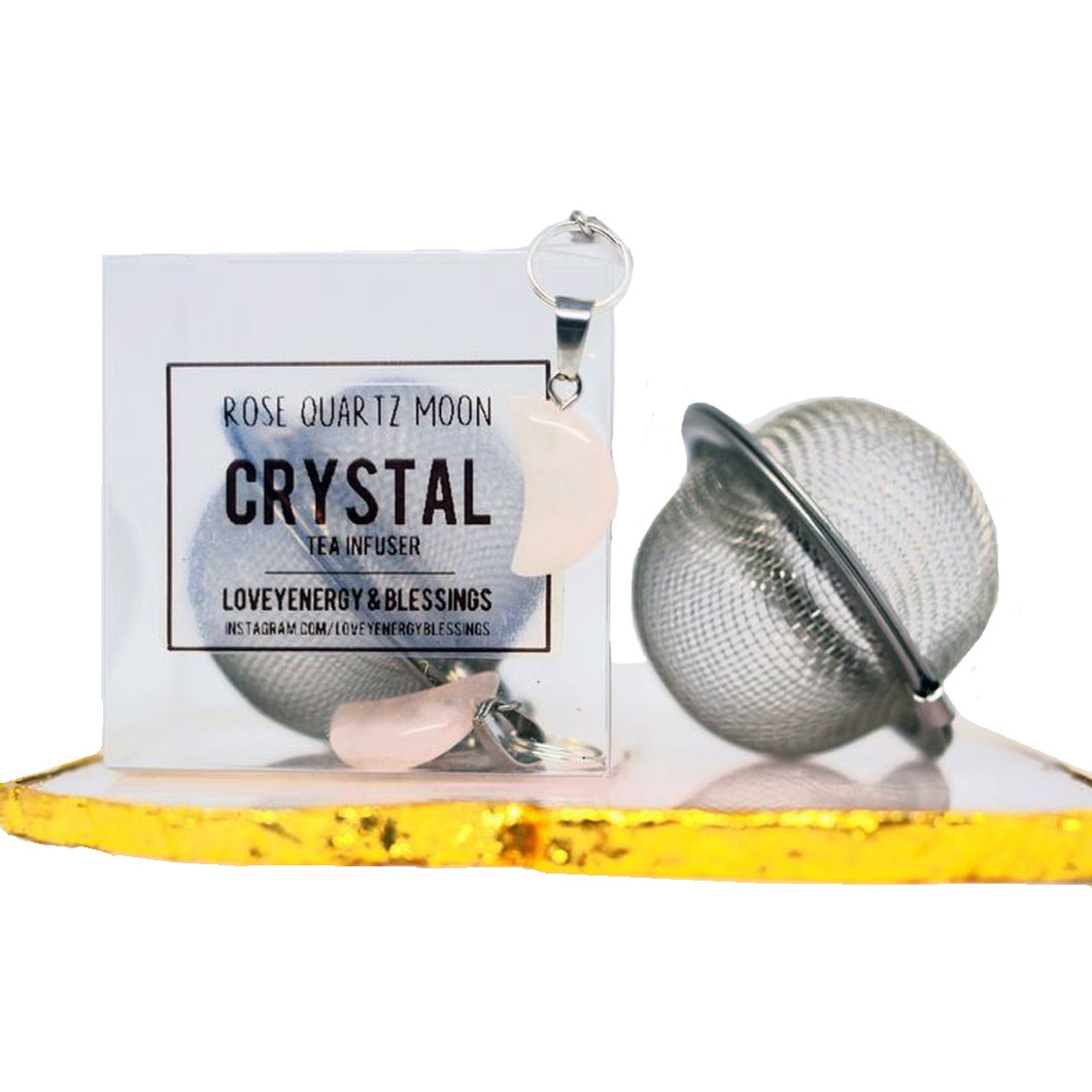 Rose Quartz Crystal Crescent Moon Tea Infuser