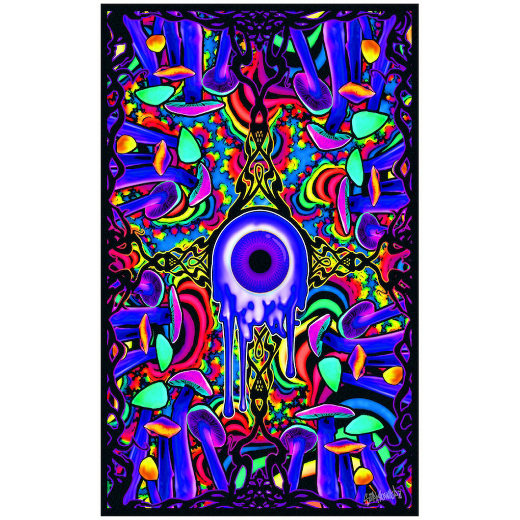 Shroom With A View Blacklight Poster