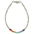 Silver Rainbow Sparkle Bead Anklet