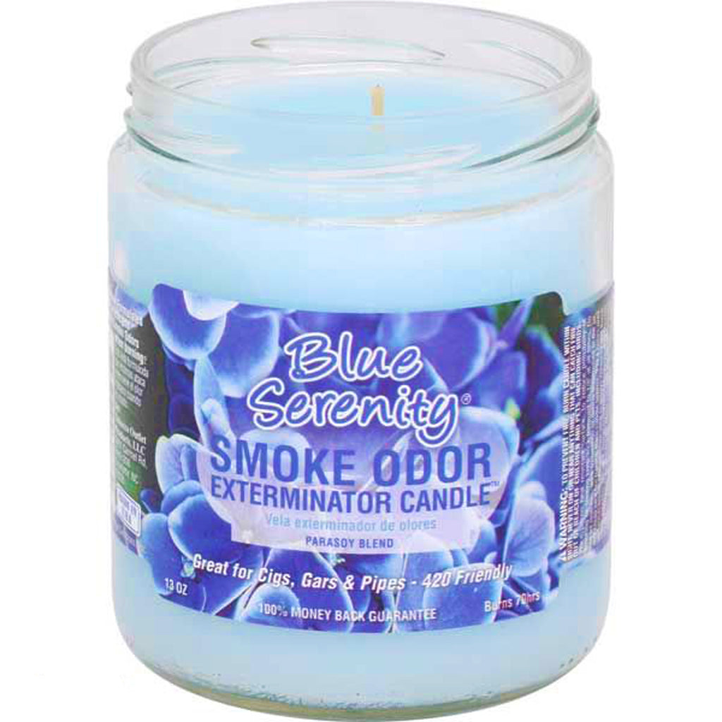 Smoke Odor Blue Serenity Candle