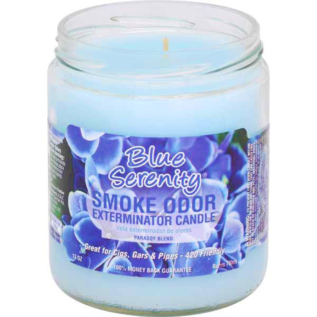 Smoke Odor Blue Serenity Candle