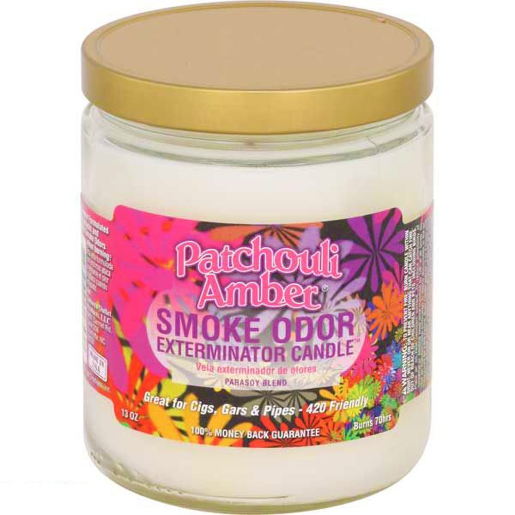 Smoke Odor Patchoulli Amber Candle