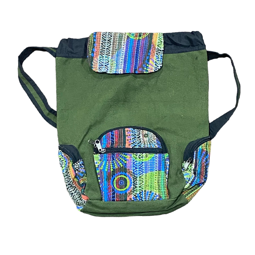 Solid & Patchwork Backpack - Green