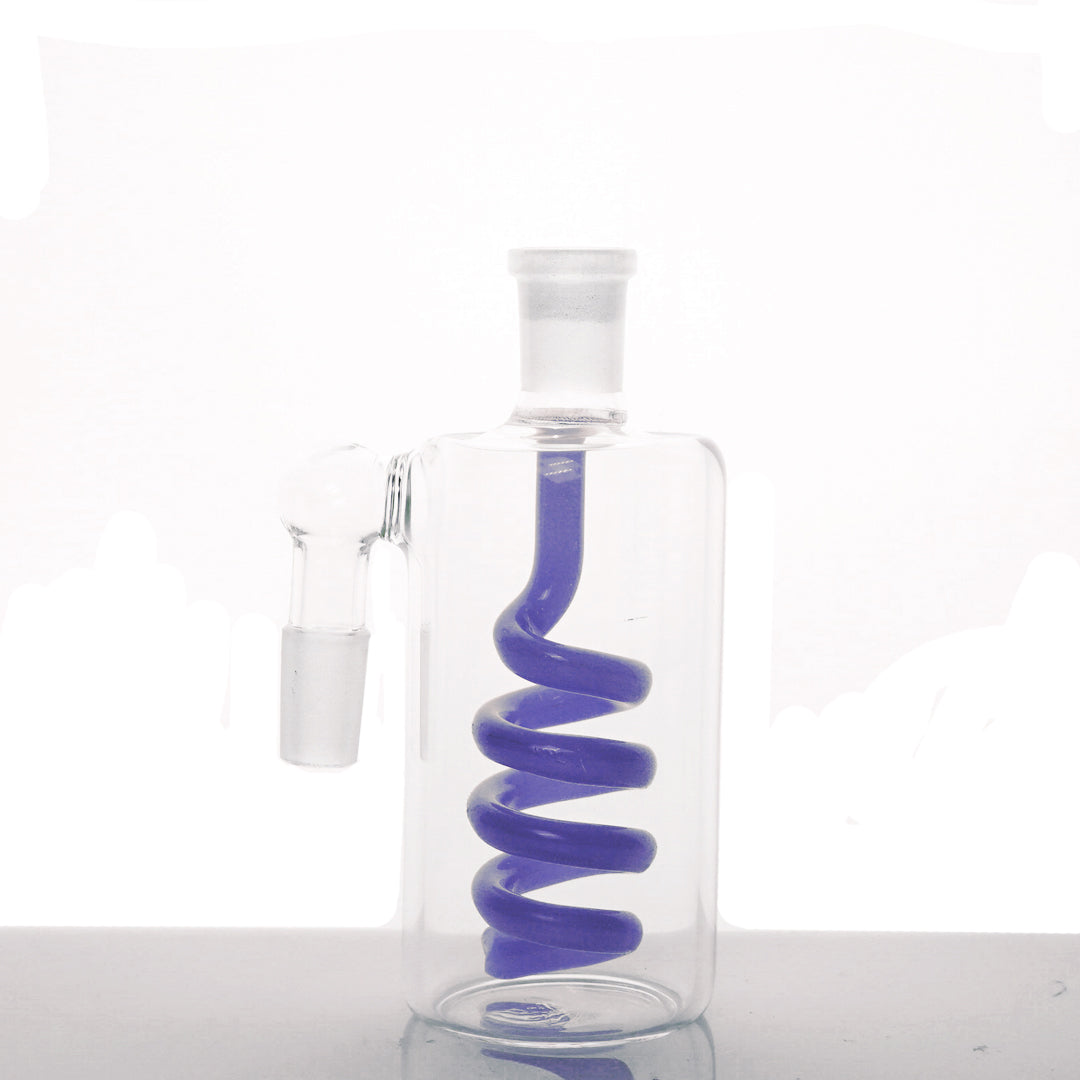 Spiral Ash Catcher - 14mm/90° - Milky Blue