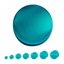 Load image into Gallery viewer, Teal Cat&#39;s Eye Concave Double Flare Plugs - Pair
