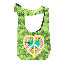 Load image into Gallery viewer, Tie-Dye Peace Heart Hobo Bag - Green
