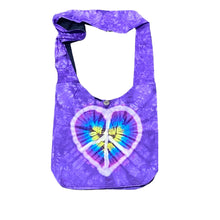 Load image into Gallery viewer, Tie-Dye Peace Heart Hobo Bag - Purple
