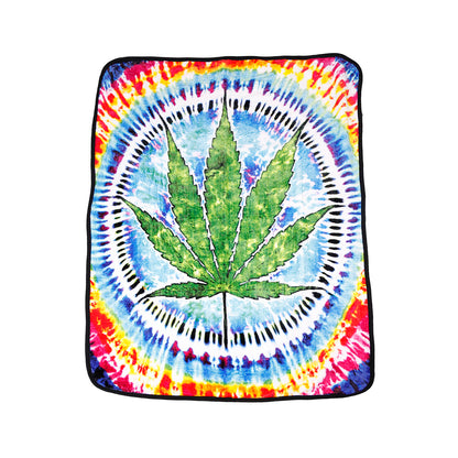 Tie-Dye Pot Leaf Fleece Throw Blanket