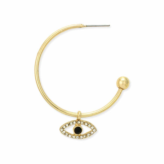 Tiny Seer Crystal Eye Gold Hoop Earrings